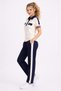 Women's Modal Fabric Short Sleeve Polo Collar Striped Sports Tracksuit Set - 5
