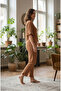 Women's Bamboo Linen Pajama Set with Tie Front Detail, Flared Sleeves and Cuffs - 3