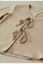 Women's Bamboo Linen Pajama Set with Tie Front Detail, Flared Sleeves and Cuffs - 5