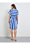Blue Striped A-Line Knee Length Dress - 4
