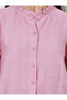 Pink Solid Ruffle Trim Button Front Blouse - 4