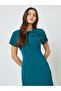 Teal Bow Decor A-Line Midi Dress - 2