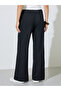 Black Contrast Waistband Wide Leg Pants - 5