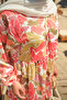 Women's Watercolor Pattern Half Button Dress Pomegranate Flower - 5