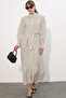 Women's Belted Hijab Dress 2589 - Cream - 2