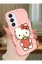 Samsung Galaxy A16 Compatible Case Camera Protector Pink Silicone Couple Phone Case Kitty Pattern