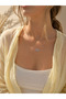 Silver Steel Necklace |   Modern Link Design with Zircon Stones |   Dirt Resistant - 2