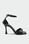 Lenna Single Strap Women's Black Heeled Shoes