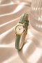 Leny Women's Wristwatch Green Thin Cord Gold Case White Dial Minimal Analog Elegant Casual Women's Watch