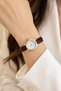 Leny Women's Wristwatch Burgundy Leather Look Thin Band Gold Case White Dial Minimal Quartz Elegant Women's Watch - 5