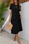 Women's short sleeve crew neck asymmetrical hem maxi dress - 3
