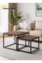 Nesting Square Coffee Table Set of 2 60cm and 50cm Walnut Design Coffee Table Modern Minimalist Side Tables for Small Spaces Living Room