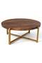 Migue home Modern Round Coffee Table for Living Room, Easy Assembly, 33.5cm H x 82cm W, Walnut and Gold Color - 5