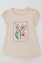 Girl's Capri Tights Set with Embossed Floral Print, Ages 2-6, Powder - 6