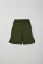 Boy's Shorts with Embroidered Emblem and Lace Accessories, Ages 6-10, Khaki Green - 2