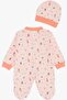 Baby Girl Booties Jumpsuit Forest Themed Girl Patterned 0-3 Months-6 Months, Salmon - 2