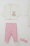 Baby Girl Hospital Release Set of 8 Baby Teddy Bears Embroidered 0-3 Months, Ecru - 3