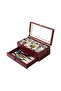 12 Drawer Leather Watch and Accessory Organizer Box with Glass Top |   Premium Watch Storage Box |   Cream, Brown, Black, Tan, Burgundy