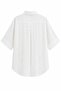 1030 Women's Cotton Striped Slightly Transparent Short Sleeve Oversize Shirt White - 4