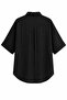 1030 Women's Cotton Striped Slightly Transparent Short Sleeve Oversize Shirt Black - 4