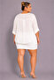 Large Size V-Neck Buttoned Stone Embroidered Capri Sleeve Pocket Thin Women's Shirt - 4