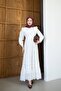 Ribbed Front, Scalloped Lined Belted Shirt Collar Embroidered Dress - 7