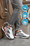 White-Black-Red Orthopedic Men's Sports Shoes 2493 m
