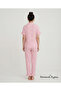 Women's Shirt Collar Buttoned Wrinkled Pajama Set with Ruffles - 3