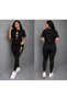 Women's Black Shiny Leggings High Waist Shaping Sports Pro Leggings (Two-Piece Combination)