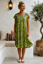 Pistachio Green V-Neck Short Sleeve Patterned Casual Viscose Woven Dress 113 64 - 3