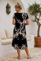 Black-And-White V-Neck Short-Sleeved Patterned Casual Viscose Woven Dress 113 64 - 7