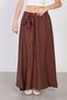 Women's Tie-Waist Shiny Voile Skirt - Bitter Brown - 3