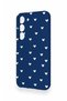 Samsung S23 Compatible Mini White Heart Navy Blue Patterned Silicone Case - 4