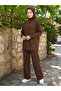 Women's Islamic Clothing Summer Thin Fabric Self-Line Detailed Crew Neck Tunic Top and Bottom Set