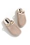 Esencia Beige Gold Buckle Detail Mesh Women's Slippers - 2