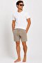 Stone Gray Terry Fabric Comfortable Fit Men's Combed Cotton Shorts with Elastic Waist and Drawstring // 9001-Stone