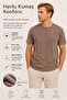 Beige Terry Fabric Comfortable Fit Crew Neck Men's T-Shirt// 9000-Bej - 2