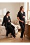 New Season Black Ribbed Summer Full Buttoned Design Short Sleeve 100% Cotton Maternity Pajama Set - 8