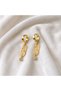 Steel Flower Detailed Dangle Hoop Earrings – Minimal Women's Earrings - 5