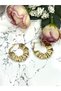 Gold Color Women's Ruffled Hoop Earrings - Curved Crushed Design (3X3Cm) - 3
