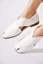 Seslas Side Window Front Cutout Genuine Leather Orthopedic Women's Shoes White Skin - 3