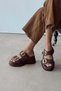 Again Brown Genuine Leather Suede Slippers