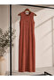 Summer Openwork Long Crew Neck Sleeveless Knitwear Dress - 4