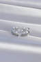 Brass Silver Color Zircon Cubic Zirconia Curved Pearl Flower Earrings - 2