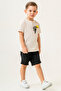 Palm Tree Printed Muslin Shorts Boys' Two-Piece Set - 26Y 60299 - 2