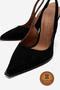 Genuine Leather Black Suede Pointed Toe Flat Sole Stiletto High Heel Shoes Vardola - 4