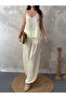 Women's Summer Tiril Tiril Wrap Double Set Shoulder Detailed Strap Blouse Pants Set - 3