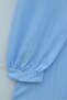 Top Buttoned V-Neck Jacquard Crinkle Tunic - Baby Blue - 6