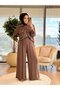 22879 Linen Shoulder Epaulettes with Front Pockets Set Brown - 2