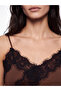 Özmarka New Season Brown Lace Rope Strap Asymmetrical Cut Blouse - 3